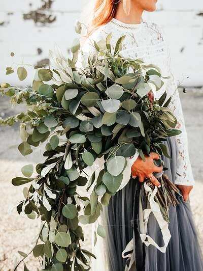 large eucalyptus wedding bouquet Eucalyptus Wedding Decor, Types Of Eucalyptus, Eucalyptus Wedding Bouquet, Wedding Toss, Lush Wedding, Greenery Bouquet, Eucalyptus Bouquet, Eucalyptus Wedding Invitation, Dried Eucalyptus