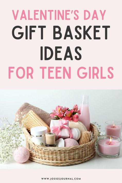 valentines gift basket Teen Gift Basket Ideas, Valentine Gift Baskets For Kids, Valentines For Teens, Valentine Basket, Valentines Day Baskets, Valentine Gift Baskets, Valentine Baskets, Valentine's Day Gift Baskets, Gift Basket Ideas