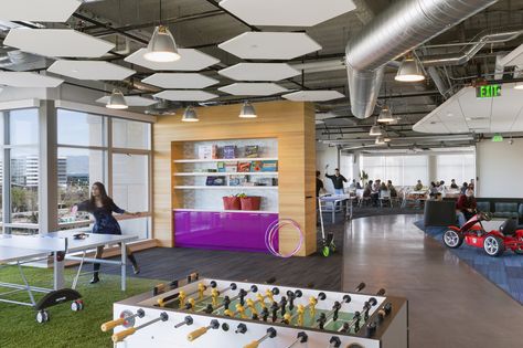 Gallery - GoDaddy Silicon Valley Office / DES Architects + Engineers - 1 Silicon Valley Office, Google Office, Cheap Office Furniture, Office Lounge, Corporate Interiors, Foosball, Workspace Inspiration, Open Office, Cool Office