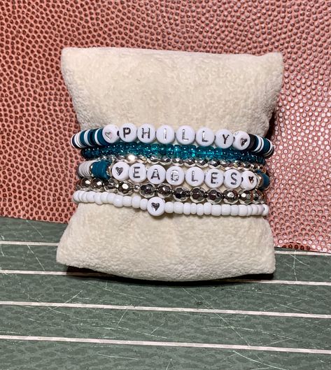 Philadelphia Eagles Bracelet, Word Bracelets, Word Bracelet, Bracelet Ideas, Jan 1, Star Bracelet, Blue Springs, Stackable Bracelets, Black Letter