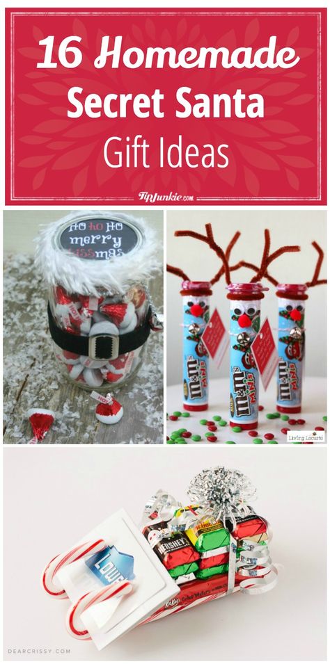 16 Homemade Secret Santa  Gift Ideas via @tipjunkie 10 Secret Santa Gifts, Secret Santa Gift Ideas, Secret Santa Christmas Gifts, Best Secret Santa Gifts, Secret Santa Gift Exchange, Christmas Gifts For Coworkers, Secret Santa Gift