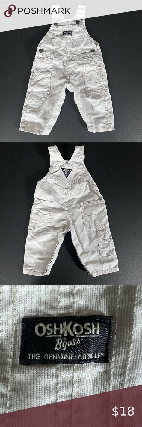 Vintage OshKosh B'gosh Baby Overalls Beige Unisex Size 6M 100% Cotton Retro Branding, Vintage Oshkosh, Baby Overalls, Vintage Finds, Overalls, Dress Up, Blue Color, Buckle, Branding