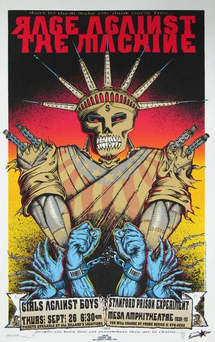 Rage Against the Machine Original Rock Concert Poster Rock Poster Art, Music Concert Posters, Evil Empire, Concert Flyer, Arte Punk, We Will Rock You, Rage Against The Machine, Concert Poster, Tour Posters