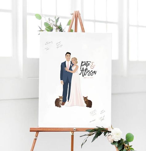 Miss Design Berry's Wedding Guest Book Alternative with Portrait is the perfect way to add a fun wedding portrait to the decor of your big day. See more here: https://www.etsy.com/listing/470189559/wedding-guest-book-alternative-paper-or?ref=shop_home_feat_2 Book Canvas Painting, Wedding Guest Book Alternative Creative, Guest Book Canvas, Outfit Couple, Wedding Guest Book Unique, Wedding Guest Book Alternative, Wedding Guest List, Guest Book Alternative, Couple Portrait