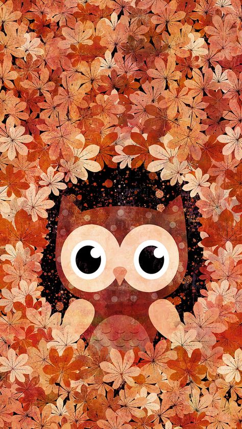 Fall Wallpaper Brown, Owl Wallpaper Iphone, Autumn Birds, Owl Background, Autumn Owl, Silhouette Tree, Holiday Iphone Wallpaper, Flower Foliage, Woodland Animals Theme