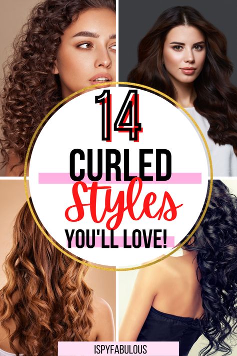 I love curling my hair and have tried lots of different ways over the years. This collection features all sorts of curled hairstyles, techniques, and hair types, from heatless curls to hollywood waves. Chunky Curls, Different Types Of Curls With Wand, Types Of Curls With Curling Iron, Easy Curled Hairstyles, Blowout Curls, Curls Without Heat, Different Types Of Curls, Large Curls, Barrel Curls