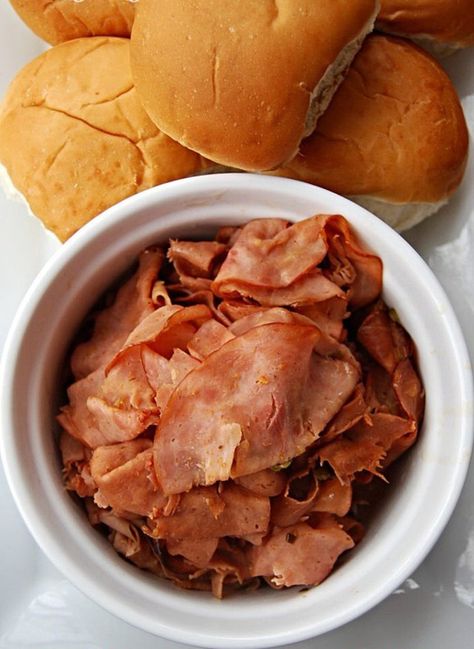 Crockpot Ham Sandwich Recipes, Crockpot Ham For Sandwiches, Best Crock Pot Ham Recipe, Hot Ham Sandwiches, Crockpot Holiday Recipes, Crock Pot Sandwiches, Ham Sandwich Recipes, Ham Recipes Crockpot, Holiday Lunch