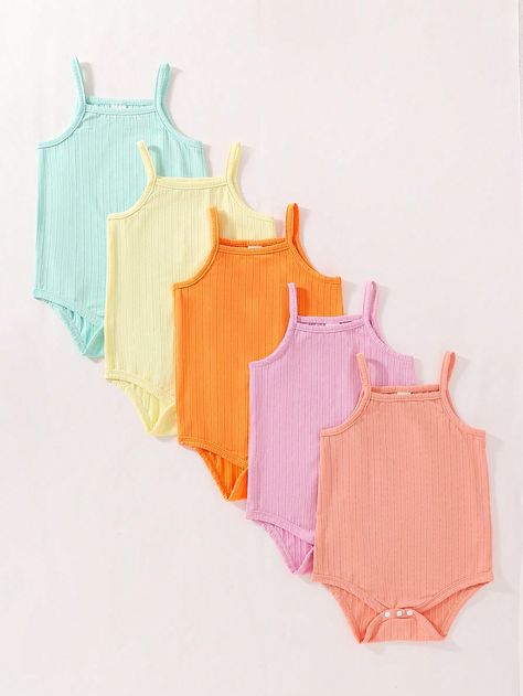 SHEIN Summer Casual Newborn Baby Girl 5-Piece Set Of Bodysuit In Macaron ColorsI discovered amazing products on SHEIN.com, come check them out! Shein Summer, Newborn Baby Girl, Girl Onesies, Kids Beachwear, Girls Clothing, Maternity Bag, Bathing Suit