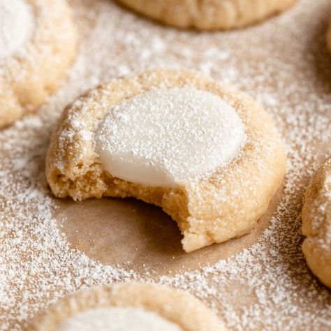 Thumbprint Cookies With Icing Vanilla Thumbprint Cookies, Thumbprint Cookies With Buttercream Frosting, Cinnamon Thumbprint Cookies, Thumbprint Cookies Recipe With Icing, Snickerdoodle Thumbprint Cookies, Iced Thumbprint Cookies, Vanilla Icing Recipe, Thumbprint Cookies With Icing, Shortbread Thumbprint Cookies