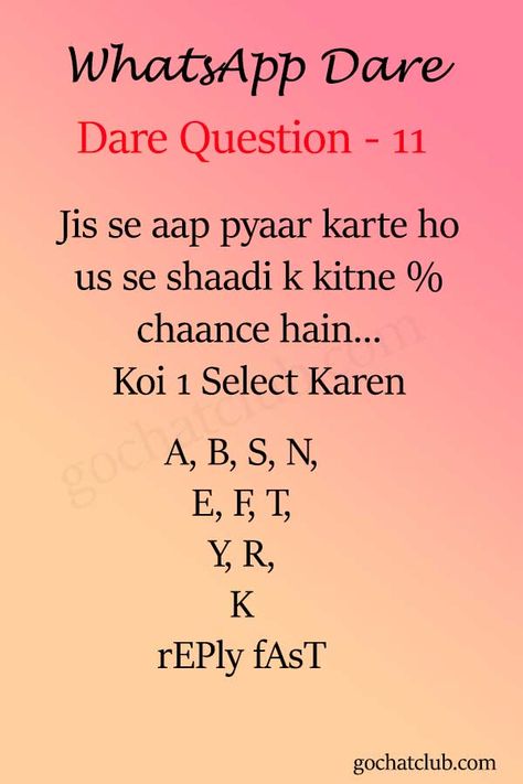 Dare Game Questions, Friendship Challenge, Dare Games For Friends, Newlywed Game Questions, Good Truth Or Dares, Game Questions, Newlywed Game, Snapchat Names, Sajid Khan