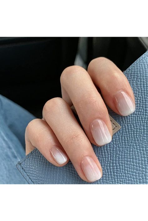 QINGGE Gradient White Press on Nails Short Length Square Fake Nails Elegant Clear Stick on Nails Glue on Nails Glossy Acrylic Nails False Nails for Women 24Pcs Glossy Acrylic Nails, White Press On Nails, Nails Elegant, Nails Glossy, Press On Nails Short, Nails For Women, Stick On Nails, Nails Short, False Nails