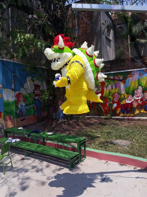 Mario Birthday Pinata, Mario Birthday Party Pinata, Mario Kart Piñata, Mario Bros Pinata, Bowser Birthday Party Ideas, Bowser Pinata, Bowser Party Ideas, Bowser Birthday Party, Bowser Birthday