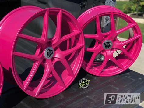 This project was coated in Lazer Polka Dot Pink. For restoration and longevity of your parts choose Prismatic Powders. Pink Honda, Camaro Wheels, Powder Coating Wheels, Pink Wheels, Custom Rims, Pink Car Accessories, New Car Accessories, Pink Rims, Pink Jeep