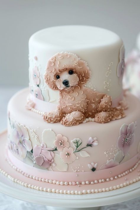 Must-See Poodle Cake Ideas to Spoil Your Posh Pup Dog Cake Design Birthday, Simple Dog Cake Design, Dog Birthday Cake Ideas, Dog Cake Design, Poodle Cake, Best Cake Ever, Dog Birthday Cake, Easter Cake, Biscuit Cake