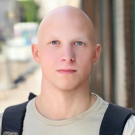 Shaved Head And Eyebrows, Bald Boy, Alopecia Universalis, Shave Eyebrows, Rose Namajunas, Bald Guy, Buzz Cut Hairstyles, Bald Men Style, Bald Look