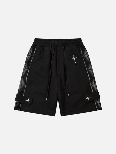 Aelfric Eden Star Zip Up Shorts – Aelfric eden Cool Shorts Men, Y2k Clothes Png, Clothing Png, Y2k Fashion Aesthetic, Printed Summer Shorts, Shorts Design, 90s Y2k Fashion, Asian Streetwear, Png Clothes