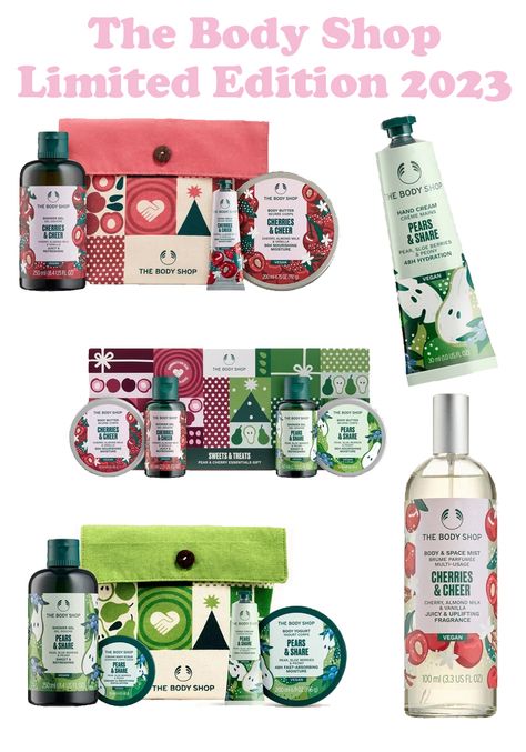 The Body Shop Limited Edition AW 2023 https://inspirationshaveinone.blogspot.com/2023/11/the-body-shop-limited-edition-aw-2023.html #thebodyshop #tbsaff #limitededition #skincare #bbloggers #cherryscent #pearscent #bodybutter #giftset Body Shop Christmas, Sloe Berries, Body Shop Body Butter, Aw 2023, Cherry Almond, Baby Skin, Discount Codes, Hand Cream, Body Butter