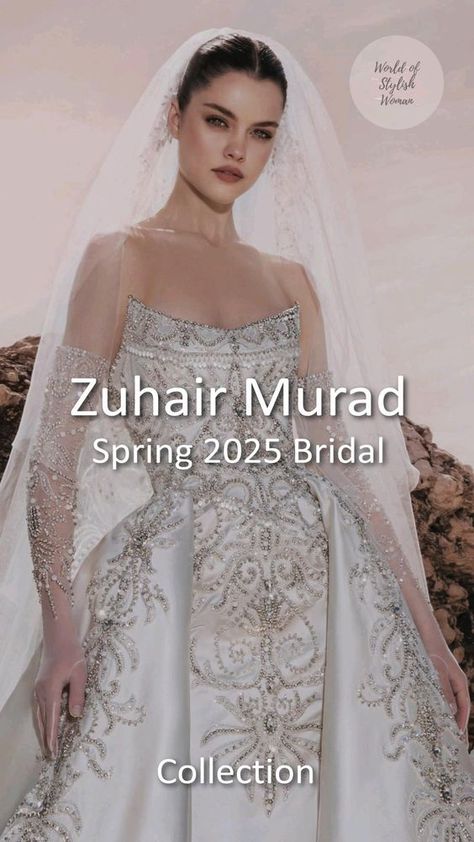 Spring 2025 Bridal couture collection by Zuhair Murad. Wedding Dresses Zuhair Murad, Zuhair Murad Bridal, Zuhair Murad Dresses, Zuhair Murad Haute Couture, Wedding Gown Brand, Dream Wedding Ideas Dresses, Romantic Drama, Couture Wedding, Zuhair Murad