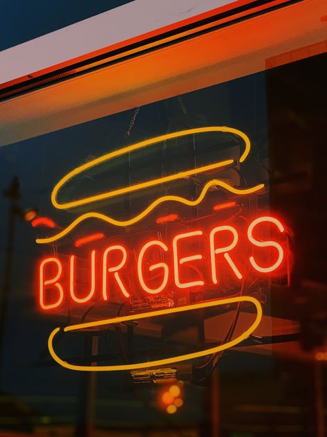 Burger Stall, Neon Burger, Organic Food Shop, Resturant Design, Burger Shop, Neon Rope, Neon Box, Shop Signage, Neon Sign Shop