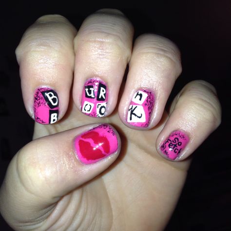 Burn Book Nails, Mean Girl Nails, Mean Girls Nails, Mean Girl, Burn Book, Girls Nails, Cute Acrylic Nails, Mean Girls, Short Nails