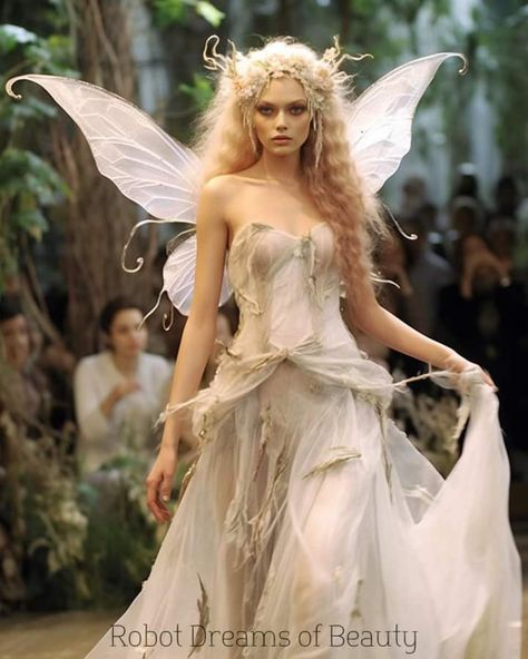 Angel Fairy Aesthetic, White Fairy Outfit, Fairy Dresses Aesthetic, Garden Fairy Costume, Goddess Makeup, Fairy Theme, Fairytale Party, Fairy Cosplay, White Fairy