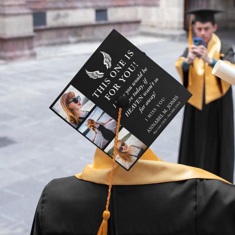 Cap Decoration Graduation For Lost Loved Ones, Memorial Graduation Pictures, Graduation Cap Ideas For Lost Loved Ones, Memorial Graduation Cap Ideas, Memorial Photo Ideas, Graduation Fits, Memories Quote, Graduation Pics, Graduation Photography Poses