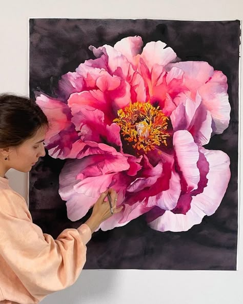 Janet Pulcho, Most Beautiful Paintings, Floral Watercolor Paintings, Peony Painting, Watercolor Flower Art, Modern Canvas Art, Flower Art Painting, Watercolor Techniques, Watercolor Artist