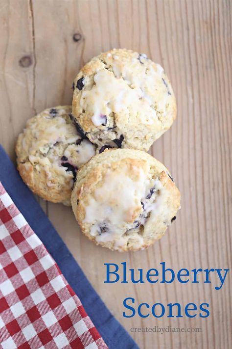 Blueberry Scone Recipe from createdbydiane.com White Chocolate Scones Recipe, Chocolate Scones Recipe, White Chocolate Scones, Cream Scones Recipe, Blueberry White Chocolate, Blueberry Scone, Blueberry Scones Recipe, Baking Scones, Chocolate Scones