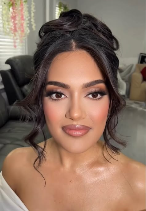 Bridal Makeup Matte, Wedding Soft Glam, Elegant Bridal Makeup Brown Eyes, Bride Makeup Brown Eyes, Dramatic Bridal Makeup, Makeup Brown Skin, Bridal Makeup For Brown Eyes, Hair And Makeup Wedding, Makeup Brown Eyes