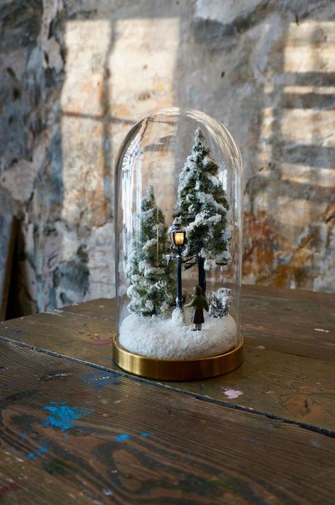 Fairy Lamp Post miniature in Glass Dome – Handmade collectible Night light Cloche Decor, Glass Cloche, Fairy Lamp, Winter Crafts, Glass Dome, Snow Globe, The Glass, Glass Domes, Farmhouse Christmas