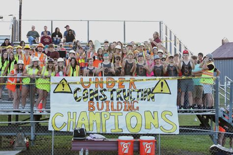 Construction Game Theme Signs, Construction Zone Football Theme, Home Football Game Themes, Construction Theme Posters Football, Construction Theme Football Game Poster, Pep Rally High School, High School Football Theme Nights, Construction Football Game Theme Signs, Construction Pep Rally Signs