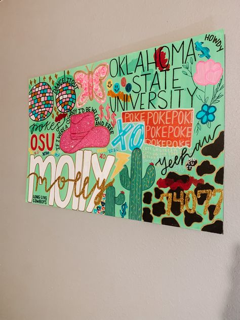 College Canvas Paintings, Painting Preppy, Dorm Canvas Art, Dorm Canvas, College Canvas Art, Preppy Artwork, Dorm Room Paintings, College Dorm Art, Dorm Paintings