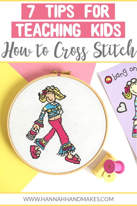 7 Tips for Teaching Kids How to Cross Stitch | S3E10 Charity Crafts, Kids Charity, Cross Stitch Beginner, Fiber Crafts, Homemade Stuff, Cross Stitch For Kids, Butterfly Cross Stitch, Homeschooling Ideas, Busy Mum