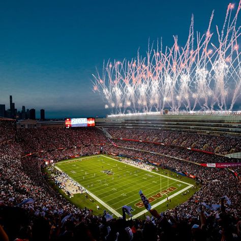 Chicago Bears’s Instagram post: “Dreamin' of 🏈. What's your all-time favorite 🐻 home game?” Chicago Bears Aesthetic, Chicago Bears Stadium, Soldier Field Chicago, Justin Fields, Soldier Field, Chicago Bears, Favorite City, Baseball Field, All About Time