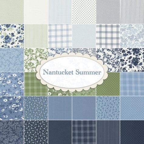 Nantucket Summer Layer Cake by Camille Roskelley for Moda Fabrics | Shabby Fabrics Thimble Blossoms, Moda Fabric Collections, Camille Roskelley, Nantucket Summer, Charm Packs Fabric, Jelly Roll Patterns, Free Quilting Patterns, Summer Layers, Quilt Fabric Collections