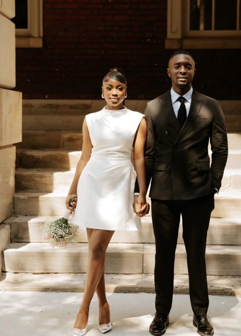 Civil Wedding Dresses Classy, Civil Wedding Dresses Courts, Engagement Photo Shoot Poses, Couple Pose Ideas, Courthouse Wedding Dress, Classy Short Dresses, African Traditional Wedding Dress, Pre Wedding Photoshoot Outfit, Pre Wedding Shoot Ideas