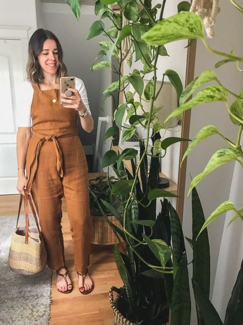 Linen Jumpsuit Outfit, Dungarees Outfit, Linen Dungarees, Jumpsuit Ideas, Rainy Day Outfit For Spring, Dungaree Outfit, June Gloom, Rainy Day Outfits, All In My Head