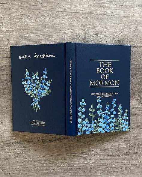 Texas bluebells 💙 Hand Painted Book Of Mormon, Paint Book Of Mormon, Book Of Mormon Painting Ideas, Book Of Mormon Cover Art, Painting Book Of Mormon Cover, Book Of Mormon Painting, Mormon Paintings, Book Of Mormon Art, Book Of Mormon Painted Cover