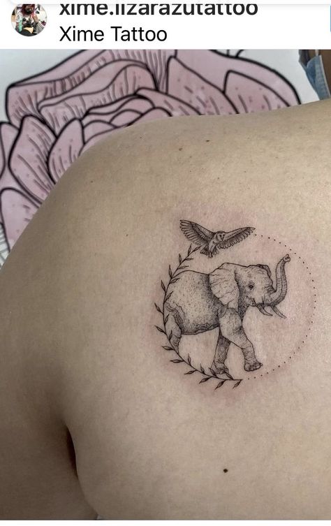 Elephant And Bird Tattoo, Shoulder Elephant Tattoo, Elephant With Sunflower Tattoo, Elephant Tattoos With Butterflies, Elephant With Trunk Up Tattoo, Elephant Lion Tattoo, Asian Elephant Tattoo, Elephant Memorial Tattoo, Nanny Tattoo