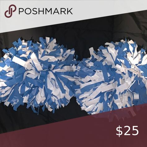 Blue and white cheerleading Pom poms! Cheerleader Pom Poms, Cheerleading Pom Poms, Cheerleading Uniforms, Pom Poms, Cheerleading, Halloween Costumes, Pom Pom, Light Blue, Blue And White