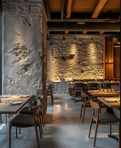 Instagram Modern Cozy Restaurant, Comfy Restaurant Interior, Mountain Modern Restaurant, Rustic Chic Restaurant Design, Gourmet Restaurant Design, Country Style Restaurant, Farmhouse Restaurant Exterior, Industrial Style Restaurant Design, German Restaurant Design