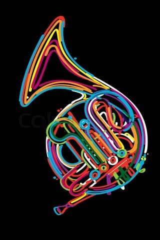 French Horn Painting, French Horn Art, French Horn Wallpaper, Retro Music Art, Horn Instruments, French Horns, Music Notes Art, Band Nerd, French Horn