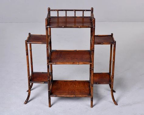 Early 20th C English Bamboo Etagere Plant Display Stand 10523 - Etsy UK Faux Bamboo Plant, Bamboo Plant Stand, Chinese Cabinet, Bamboo Decor, Bamboo Plant, Hall Stand, Plant Display, Furniture Bookshelves, Storage Cabinet Shelves