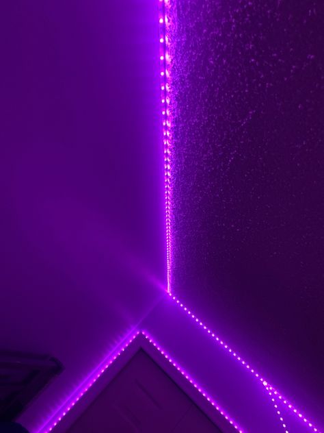 Purple Led Lights Bedroom, Purple Led Lights Aesthetic, Led Light Pictures, Purple Led Room, Led Lights Bedroom Ceiling, Led Hacks, 4am Thoughts, Led Light Room, Led Lights Bedroom