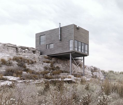 Alpine Modern, Module Design, Slope House, Hillside House, House On Stilts, Cliff House, Building A Container Home, Container Home, House On The Rock