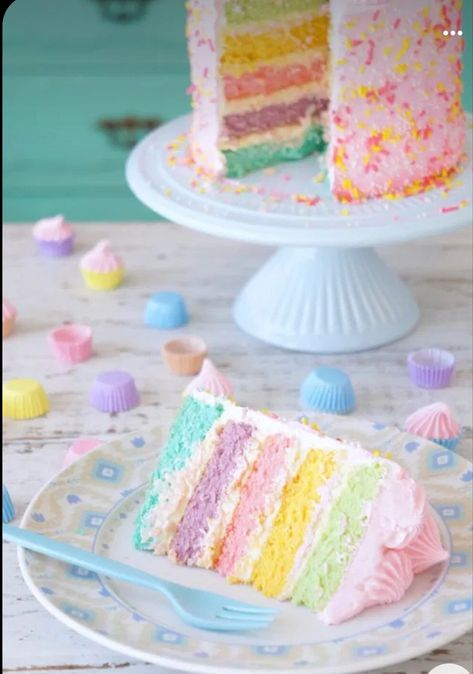 Pastel Sweets, Birthday 12, Fig Cake, Rainbow Birthday Party, Ice Cream Party, Unicorn Cake, Rainbow Birthday, Cute Desserts, Birthday Party Cake