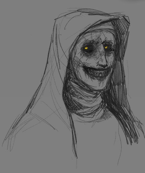 Dark Angel Concept Art, Insidious Demon Drawing, Scary Person Drawing, Creepy Nun Drawing, Valak Drawings, Vampire Transformation Art, Grotesque Monster Art, Evil Monster Drawing, Horror Woman Art