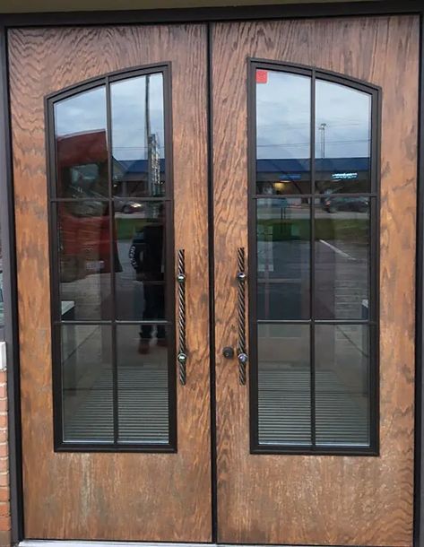 How to Refinish Wood Grain Fiberglass Doors - Special-Lite Staining Fiberglass Door, Fiberglass Door Stain Wood Grain, Gel Stain Faux Wood Door, How To Refinish A Fiberglass Front Door, Stainable Fiberglass Door, Stained Front Door, Fiberglass Exterior Doors, Fiberglass Front Door, Outdoor Doors