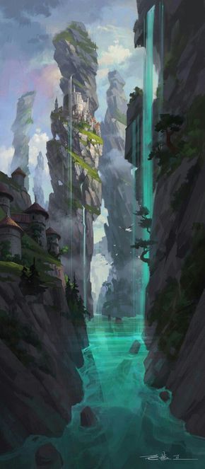 Landscape Concept, Fantasy Setting, Fantasy Places, Wow Art, Fantasy Art Landscapes, Fantasy Concept Art, Arte Fantasy, 판타지 아트, Environment Design