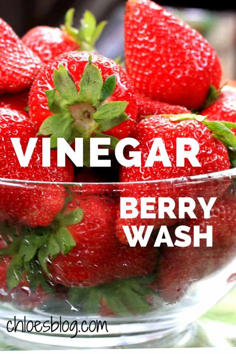 Washing Berries in a Vinegar Wash https://chloesblog.bigmill.com/washing-berries-in-a-vinegar-wash/ Washing Berries, How To Clean Strawberries, How To Wash Strawberries, Wash Strawberries, Fruit Veggie Wash, Strawberry Vinegar, Fruit And Vegetable Storage, Vegetarian Recipes Easy, Basic Recipes